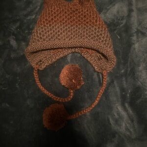 Brown Knit Pom Pom Hat